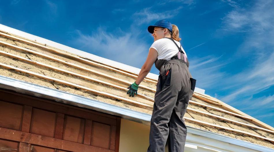 A woman working on a roofing project