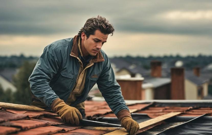 A man working on a roof