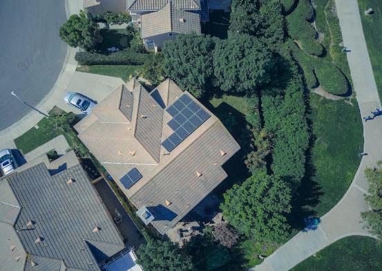 An aerial view of a roof