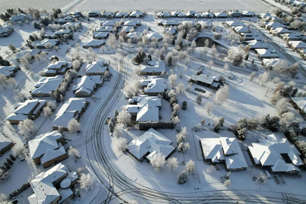houses covered in snow