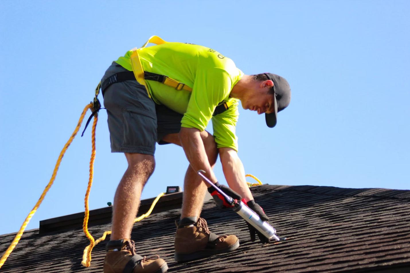 A person working on a roof