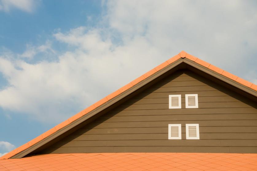 An image of an orange and brown painted roof