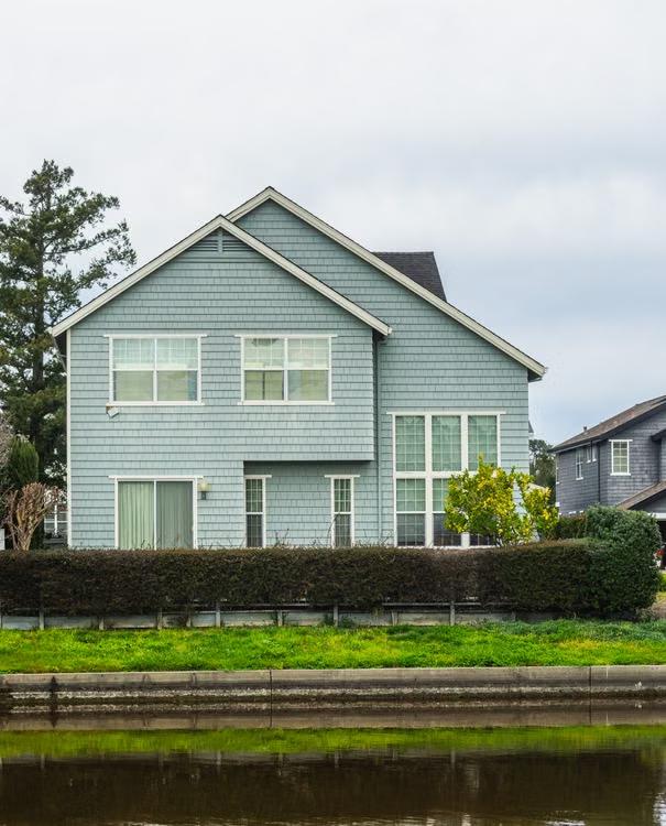 An image of a blue house